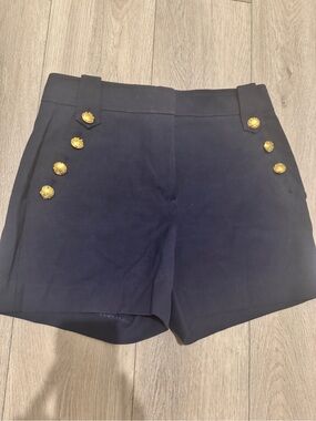 White House Black Market Navy High-Waist Shorts with Gold Buttons Mariner
